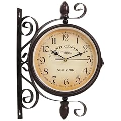 Japard Vintage Wall Clock, Antique Unique Industrial Double Sided Decorative Retro Iron Frame, New photo Japard Vintage Wall Clock, Antique Unique Industrial Double Sided Decorative Retro Iron Frame, New