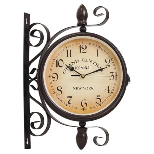Japard Vintage Wall Clock, Antique Unique Industrial Double Sided Decorative Retro Iron Frame, New