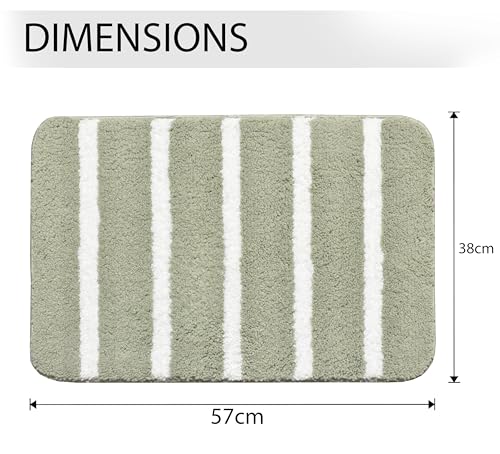Image of Microfiber Soft Anti Slip Water Absorbent Door Mat | Bath Mat with Rubber | Soft & Super Absorbent Mats for Shower | Quick-Drying Mats for Kitchen Bathroom|Set of 2(White Green, 38X57 CM)