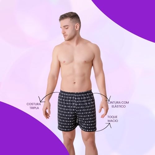 Kit 3 Samba Canção Masculina Diones Com Elástico Na Cintura | Sortido | M