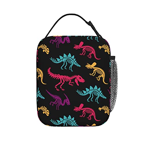 Fuabjpoi Dinosaur Skeleton Fossils Insulated Lunch Bag - Reusable Lunch Box - Portable Lunch Tote For Women Men And Kids #TOP2