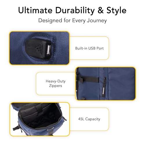 Image of Hexagon Laptop Backpack for Men Laptop Bag 15.6 inch 2-in-1 Rucksack & Duffle Bag with Shoe Compartment Versatile Travel Backpack for Gym, Work, and Weekends Bags for Men 45L