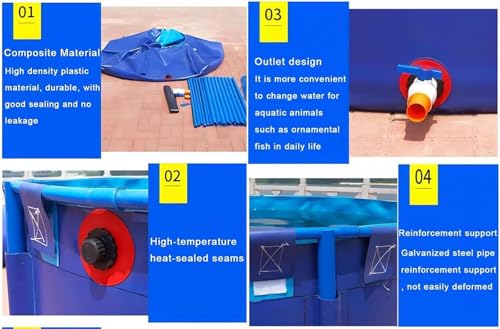 Acuario para peces de agua salada, multifuncional, de lona de PVC, portátil, estanque independiente con válvula de drenaje, para nadar con peces koi y tortugas