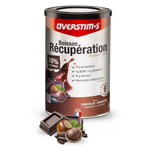 Overstim.s - boisson de récupération élite (420g) - recharge énergétique - glucides, protéines, bcaa, électrolytes - chocolat noisette