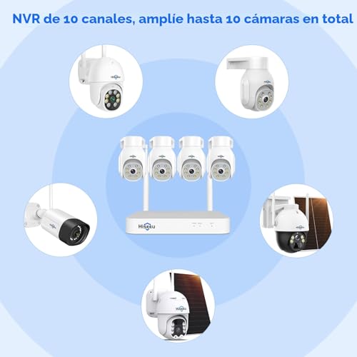 Miniatura 8 de Hiseeu 5mp Kit Cámaras De Vigilancia Wifi Exterior, Con 4 Cámaras De Vigilancia Girar 10ch Nvr, Visión Nocturna Detección Movimiento, Ptz Sistema Cámara De Seguridad Con 1tb Hdd