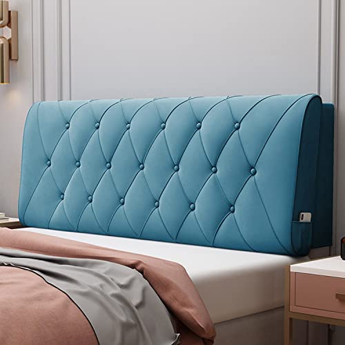 Cabecero De Terciopelo, Cojín Rectangular Tapizado para Mesita De Noche, Almohada De Apoyo Lumbar para El Respaldo De La Cama, Almohada Cilíndrica. Blue with Headboard 74.8