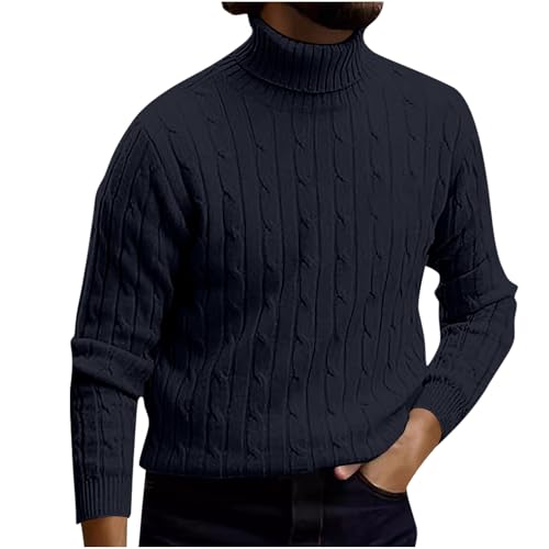 Men's Autumn Winter Vintage Sweater, Mens Fashion Striped Knitted Slim Fit Long Sleeve Sweater Stand Collar Pullover
