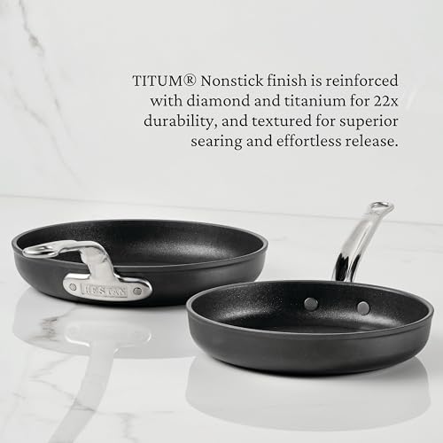 Image of Hestan TITUM Fusion 10-Piece Nonstick Cookware Set, Double Impact Stainless Steel Base & Aluminum Body, Induction Compatible, Made without PFOAs