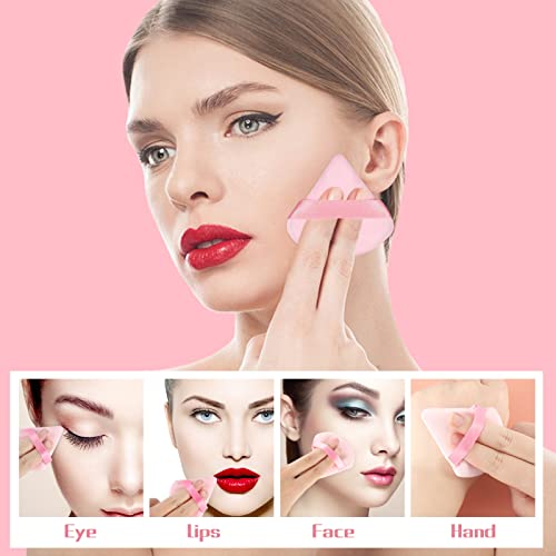 Pimoys 4 Pieces Powder Puff Face Triangle Makeup Sponge For Loose Powder Cosmetic Foundation Sponge Soft Setting Powder Puff Beauty Blender Wet Dry Makeup Tool, Pink #TOP5