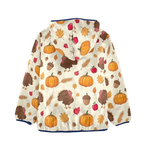 CHIFIGNO Cartoon Turkeys Toddler Boy Fleece Zip up Jacket, Warm Lightweight Fleece Outerwear Jackets 3T2
