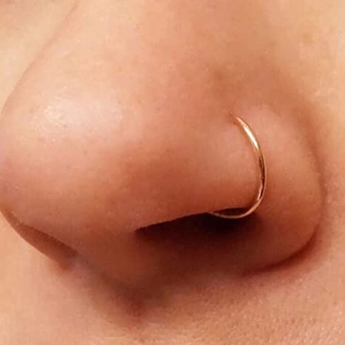 MODRSA 20g Nose Rings Hoops Nose Studs for Women Surgical Steel Hypoallergenic 20 Gauge Nostril Piercing Jewelry L Shape Crokscrew Silver Rose Gold Black Hoop Nostril Rings for Men4