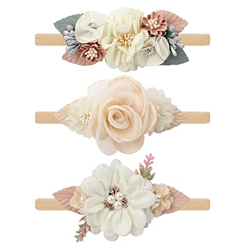 3PCS Baby Girl Flower Headbands Floral Crown for Newborn Baby Kids Elastic Hair Bands Accessories Photography Photo Headbands