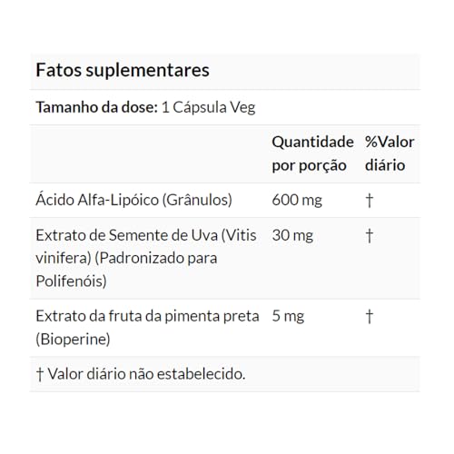 Ácido Alfa Lipóico 600mg Protocol 60 Cápsulas Importado