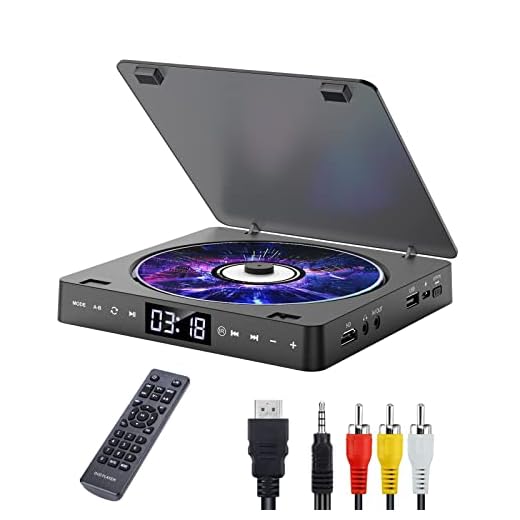 Gueray Lecteurs DVD pour TV DVD Player Toutes Les Régions Gratuit Portable Mini Lecteur DVD CD avec HD 1080p HDMI/AV USB / 3.5mm Aux Port Inclus Télécommande, Câble HDMI et AV (Noir)