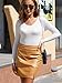 We1Fit Women's Leather Mini Skirt High Waisted Bodycon Fall Winter Pencil Pleather Skirts Camel