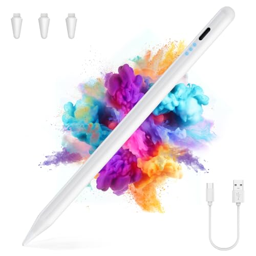Lápiz para Tablet(2018 2025), Carga Rápida USB C de 15 Minutos, Píxeles de 0,1 mm, Sensibilidad de Inclinación Antitáctil, para iPad 11/10/9/8/7/6, iPad Mini 6/5, Air 3/4/5, iPad Pro 12,9