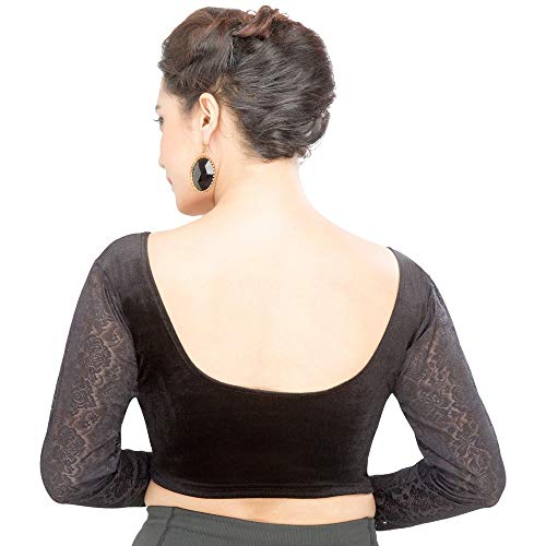 Image of Vamas Women's Velvet Non-Padded Stretchable Long Sleeve Saree Blouse (A-46)
