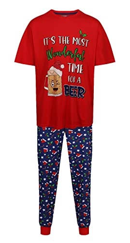 Ex UK Store Mens Christmas Pyjamas Xmas PJ Sets S M L XL XXL Cuffed HEMS New (Time for A Beer PJ - S)