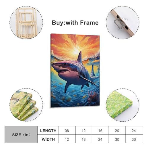 Mur vide resolu avec ce tableau impression sur toile requin pour salon