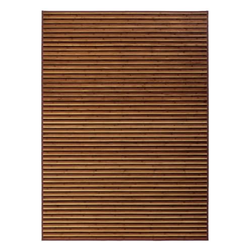 LOLAhome Alfombra de bambú Marrón y Natural de 180x250 cm, Antideslizante, Anti Manchas, Resistente a la Humedad, para Salón, Dormitorio, Cocina, Baño, Pasillo, Garaje