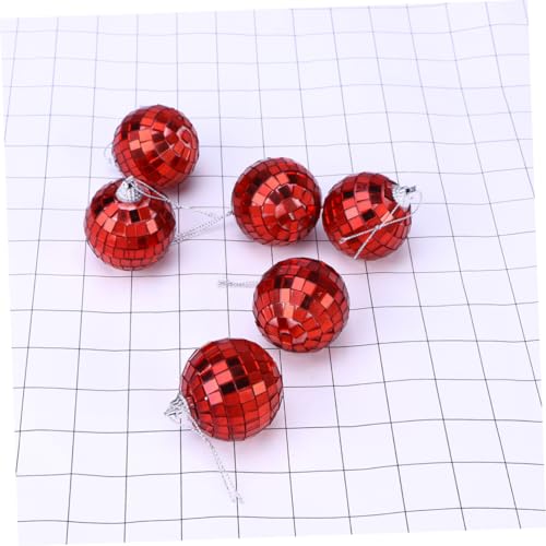 1 unidad de bola espejada roja reflectante para decoración de fiestas, bodas y festivales, ideal para discotecas y eventos miniatura 4
