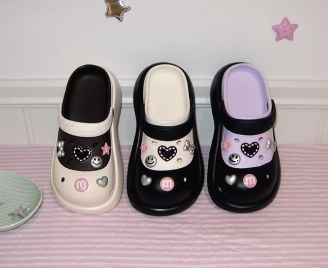 ZQW Women Cute Heart Garden Shoes Sweet Kawaii Y2K Cloud Slippers Chunky Platform Clogs Slip On Summer Slides Beach Sandals3
