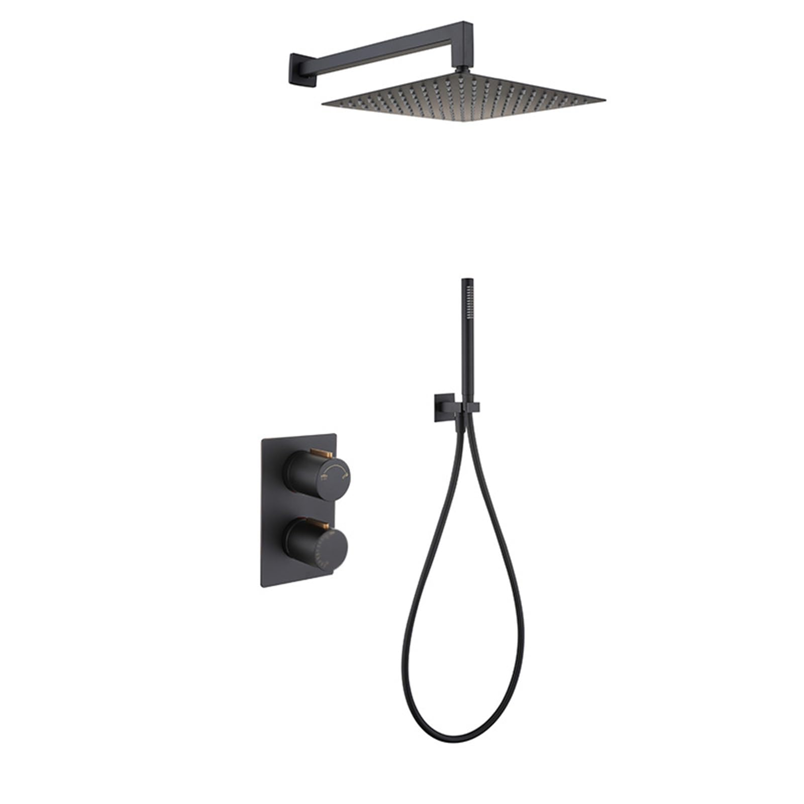 JYBNBBE Concealed Shower Mixer Tap Wall Mounted Hot and Cold 2 Functions Brass Concealed Shower Mixer Set for Bathroom Black