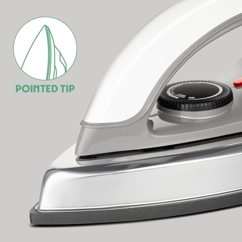 Image of Borosil 1000W MasterPress Dry Iron | BIS Approved | Non-Stick Sole American Heritage Plate with Cool Touch Handle, 360 Swivel Cord | 2-Year Warranty | For Silk, Cotton, Denim & More