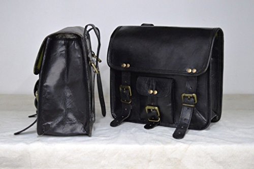 image for LBH ganpati handicraft 2 X Motorcycle Side Pouch Black Leather Side Po