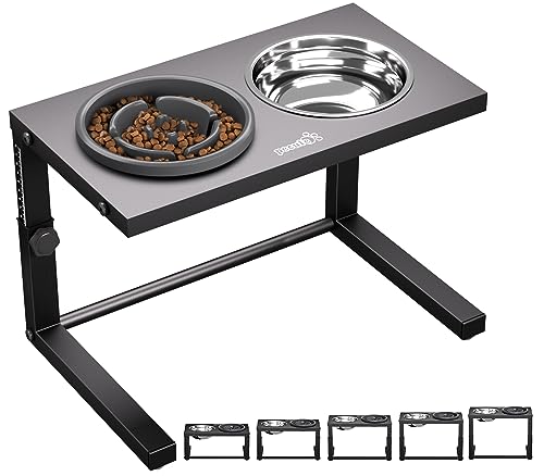 Raised Slow Feeder Dog Bowls, Elevated Dog Bowls With Height Adjustable, Stainless Steel Stand & Dog Water Bowl, Dog Bowl Slow Feeder, Dog Bowls To Slow Down Eating For Small Medium Dogs #TOP20