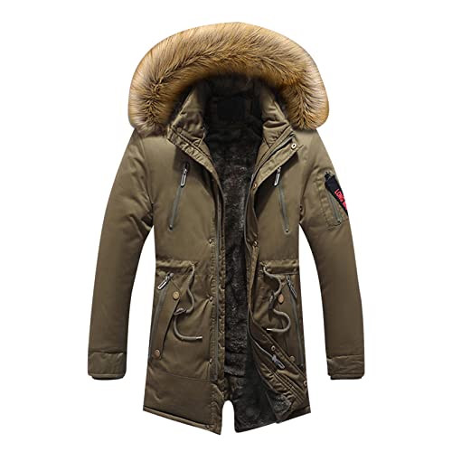 Veste à capuche hommes unie longue de travail isolée en vert armée taille L