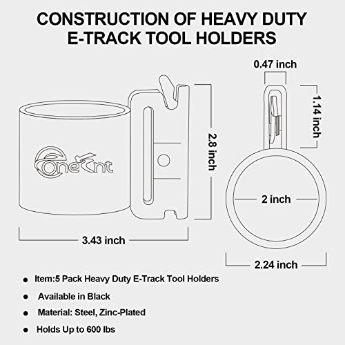 Image of Onesnt 5 Pack E-Track Tool Holders|E Track Accessories for Enclosed Trailer to Heavy Duty Tool Holder |E Track /X Track Tool Hangers to Keep Rakes,Shovels, Broom|E Track Shovel Holder for Truck