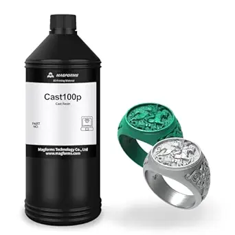 MAGFORMS Cast100P 3D Printer Resin Castable 405nm UV Curing Resin High Precision Photopolymer Resin Easy to Print and Burn for Making Jewelry (Green, 1kg)