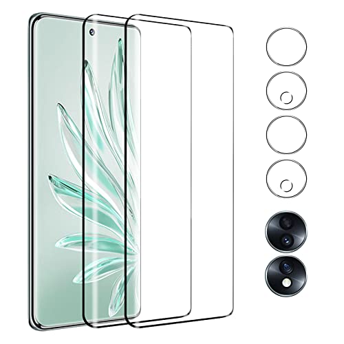 Pkila Protector de Pantalla Compatible con Honor 70 5G, 2+2 Piezas Cristal Templado + Protector de Lente de Cámara, Antihuellas, Sin Burbujas, Dureza 9H, HD Vidrio Templado Film Protector de Pantalla Cover