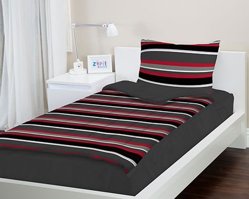 Zipit Bedding Set, Gray Stripes - Queen