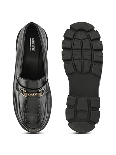 Image of STANPHORD Mens Loafers Stanphord Men's Slip On Loafers Shoes | Comfortable Lightweight Stylish Footwear for Casual, Formal TPZN 2231 Black-7