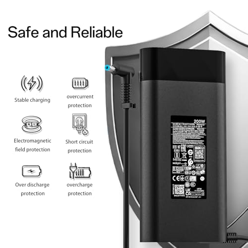 Chargeur HP OMEN 15 17 portable 200W robuste avec composants durables de haute qualité