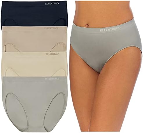 Ellen Tracy Women’s 4 Pack Hi Cut Seamless Logo Panties Ellen Tracy Women’s 4 Pack Hi Cut Seamless Logo Panties