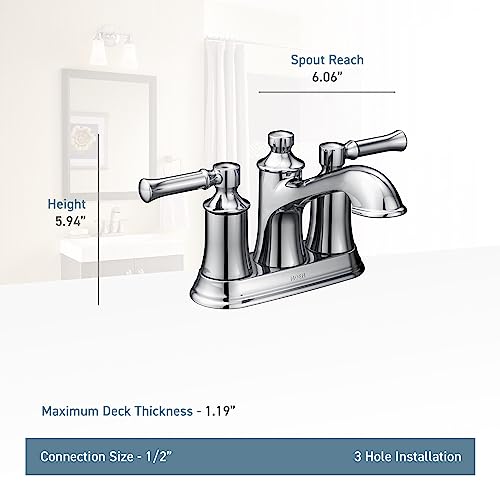 Moen Dartmoor Brushed Nickel Traditional Two Handle Centerset Bathroom Sink Faucet, 6802BN - image 3