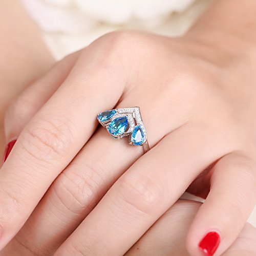 925 Sterling Silver Rings for Women, Tiara Engagement Ring, Simulated Mystic Rainbow Topaz Crown Wedding Band Promise Ring for Her2