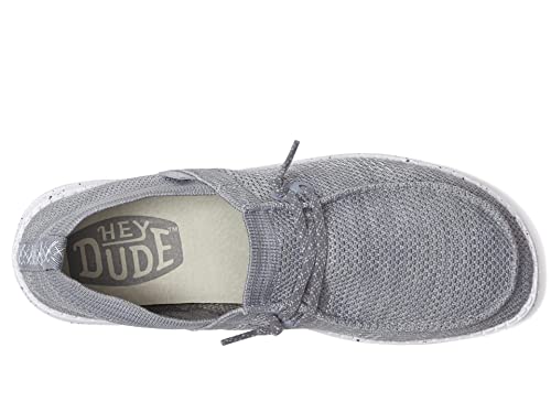 Image of HEYDUDE Women's Wendy Halo Slip On Shoe, Grey Size 9 | Lightweight Casual Loafer with Elastic Laces and Removable Foam Insole