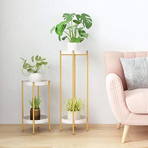 Weston Crafts 2 Tier Metal Plant Stand End Table, Fold able Sturdy Flower Pot Base for Indoor Outdoor Home Decor (2-Tier-M) Gold, white (B08J2Q9Y5N) Amazon Price History, Amazon Price Tracker