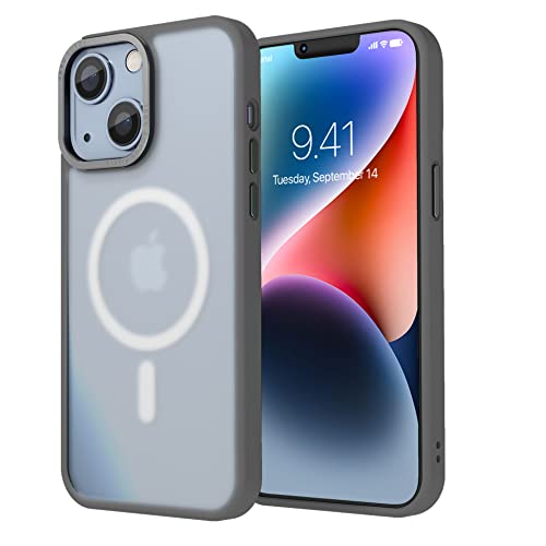 Image of Vaku Luxos Trans Armor MagPro for iPhone 14 Plus Cover Case, 6 Feet Drop, Metal Ring Camera Protection, Shockproof, Scratch Resistant, Slim, Compatible with MagSafe Back Cover - Grey