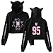 Produktbild Yovvin BTS Hoodie, KPOP Bangtan Jungen Hip Pop Streetwear Katzenohr Tau-Nabel Anzug Kapuzenpullover Pulli Sweatshirt für Liebespaar Männer Damen Jugendliche(S V - Doppelseitig)