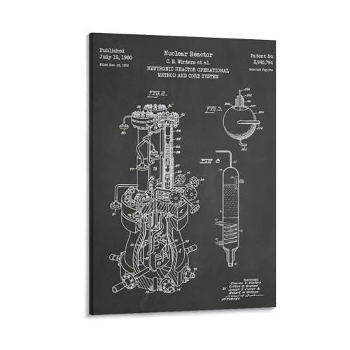 XYSWDD Lienzo decorativo para pared, diseño de reactor nuclear de 1960, para decoración del hogar, escuela, oficina, 60 x 90 cm