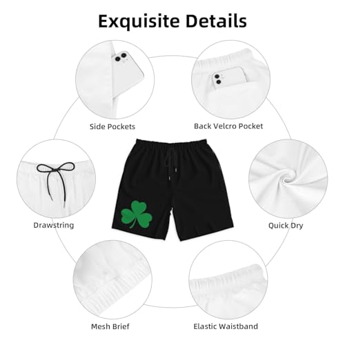 Green Irish Shamrocks Men's Quick-Dry Board Shorts 7" - Swim Trunks Summer Hawaii Beach4