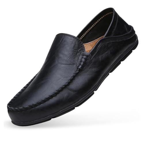 Image of Go Tour Men's Premium Genuine Leather Casual Slip on Loafers Breathable Driving Shoes Fashion Slipper