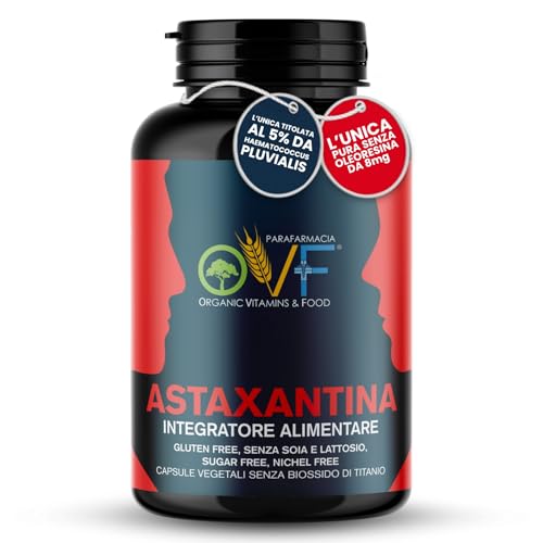 OVF Astaxantina Naturale - L'unica a 8mg x Capsula e non per dose - Il migliore antiossidante estratto da Haematococcus Pluvialis, per Proteggere il tuo Corpo dall’Ossidazione per 3 mesi - 90 capsule