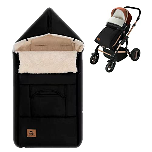 Eaq Universal Winter Warm Baby Stroller Footmuff,Muti Use Bunting Bag, Fleece Lined Washable Outdoor Sleeping Bag For Baby（Black） #TOP9