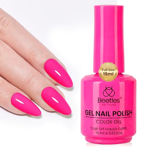 Image of Beetles Hot Pink Gel Polish - DragonfruitPink 15ML /0.51Fl Oz, Neon Pink Gel Nail Polish, Color-Matched Bottle, Soak-Off UV LED, Long-Lasting Holiday & Summer Nails Art for DIY Beginners & Salon Pros